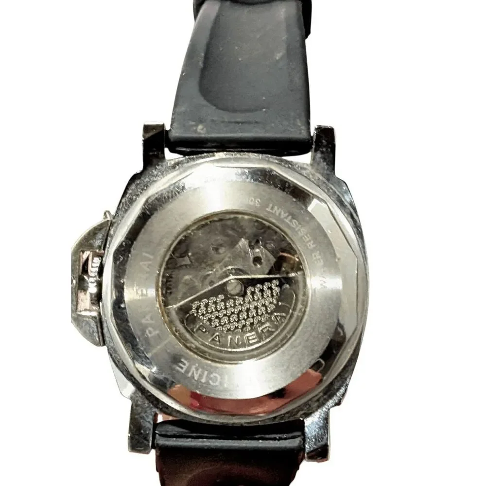 COPY PANERAI LUMINOR GMT Water Resistant Rubber Strap Automatic Black Dial Stain